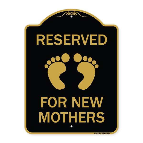 Signmission Pink Reserved Parking for New Mothers, Black & Gold Aluminum Sign, 18" x 24", BG-1824-23299 A-DES-BG-1824-23299